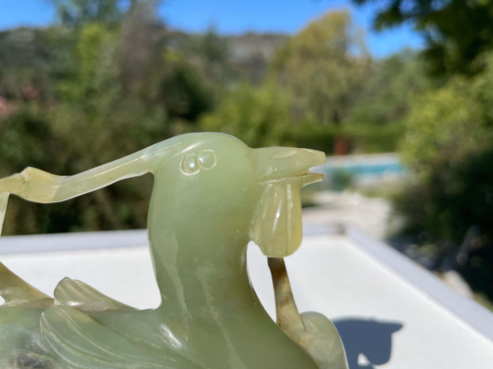 Antique Carved Figure, An Oriental, Jade Study Of Bird Of Para, China 20th photo Home Decor