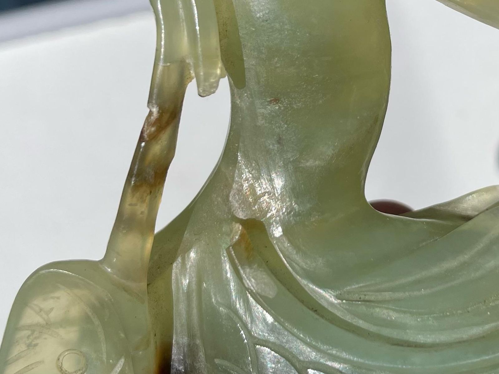 Antique Carved Figure, An Oriental, Jade Study Of Bird Of Para, China 20th photo vintage