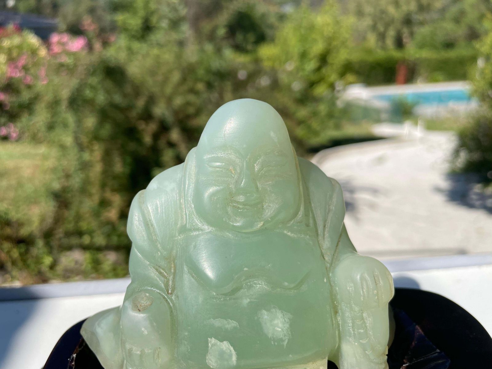 Chinese Carved Jade Figural Sculpture Of Laughing Buddha, Budai, 20th Century photo Home Decor