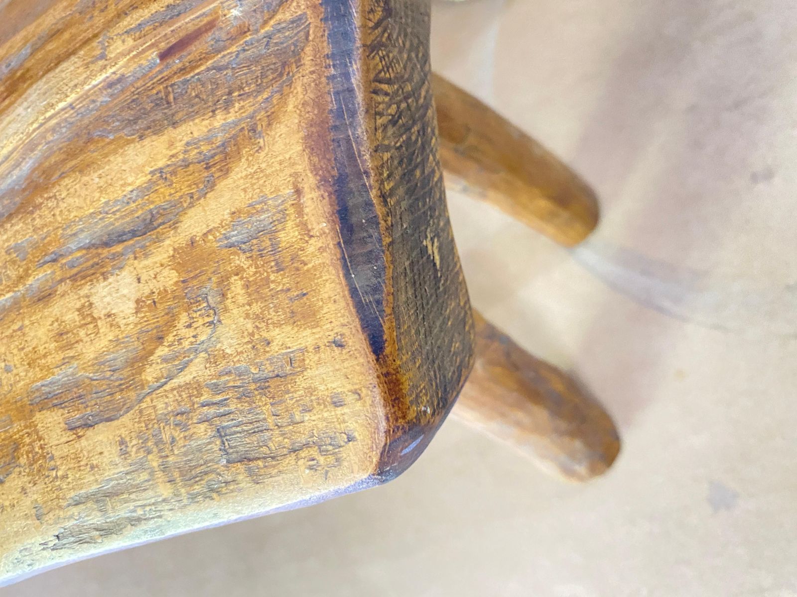 Primitive Brutalist French Circa 1950, Small Size, France, Old Patina, Brown photo furniture