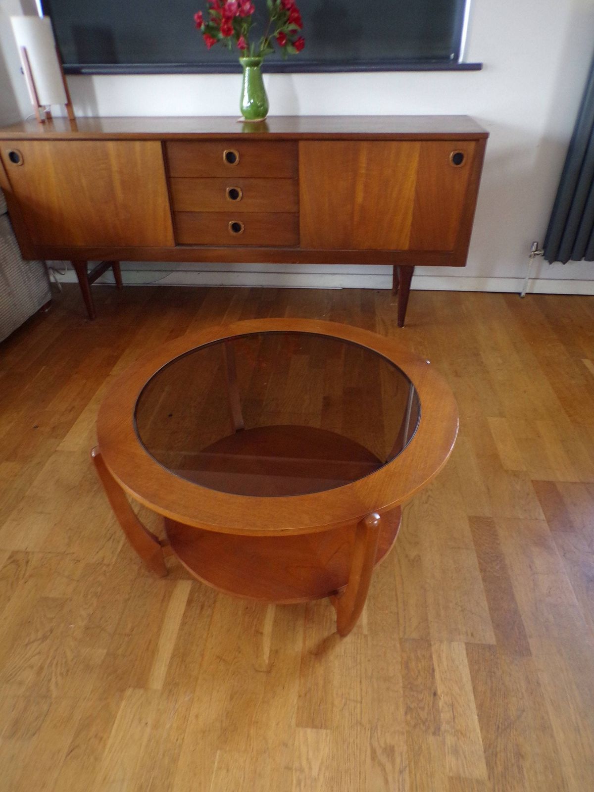 Mid Century Vintage Glass Teak Coffee Table photo furniture