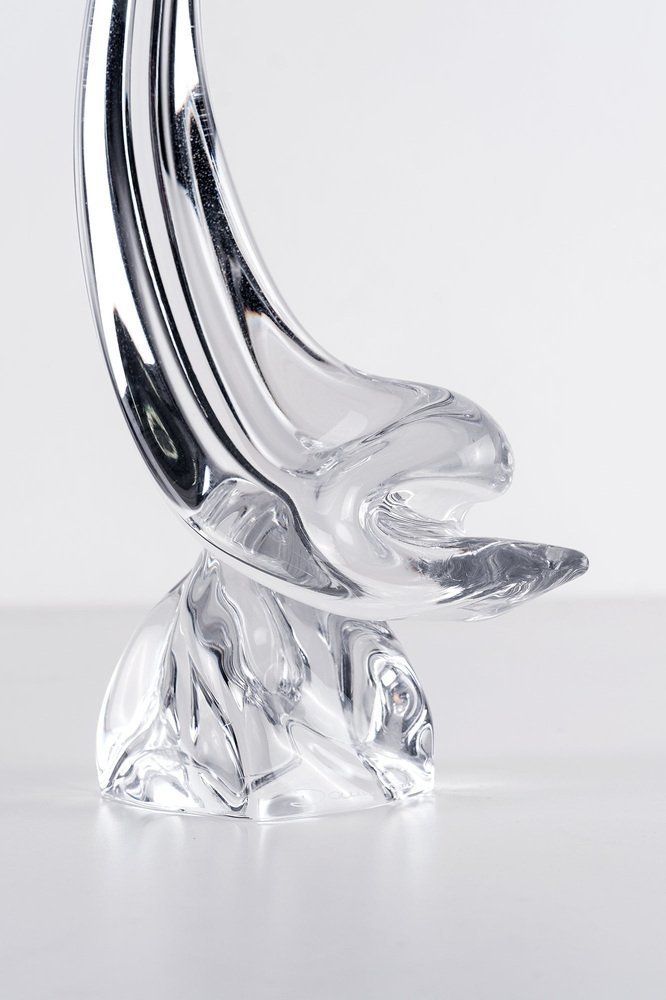 Dolphin Sculpture In Crystal Glass From Daum France, 1960s photo Art