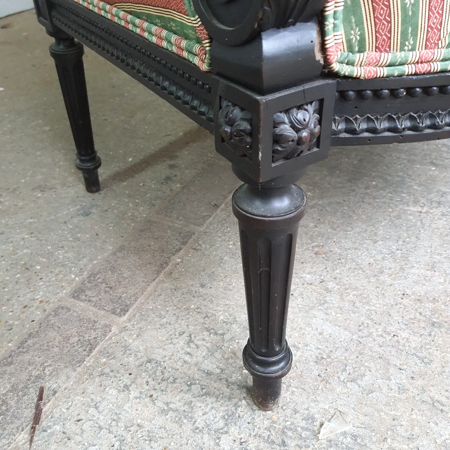 Antique Victorian Ebonised Open Armchair Deep Sprung Carved photo vintage