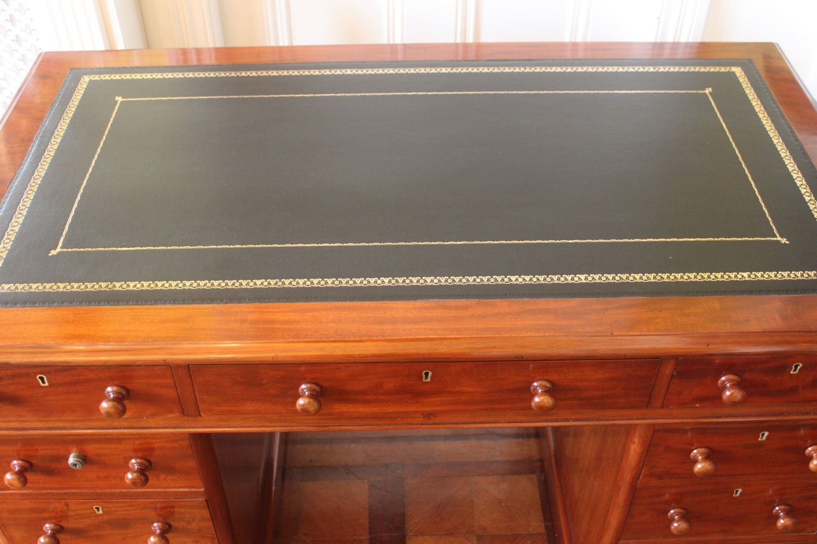 Victorian Mahogany Pedestal Desk By Edwards & Roberts photo vintage