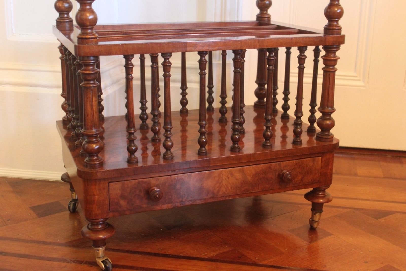 Victorian Burr Walnut Canterbury What Not photo vintage