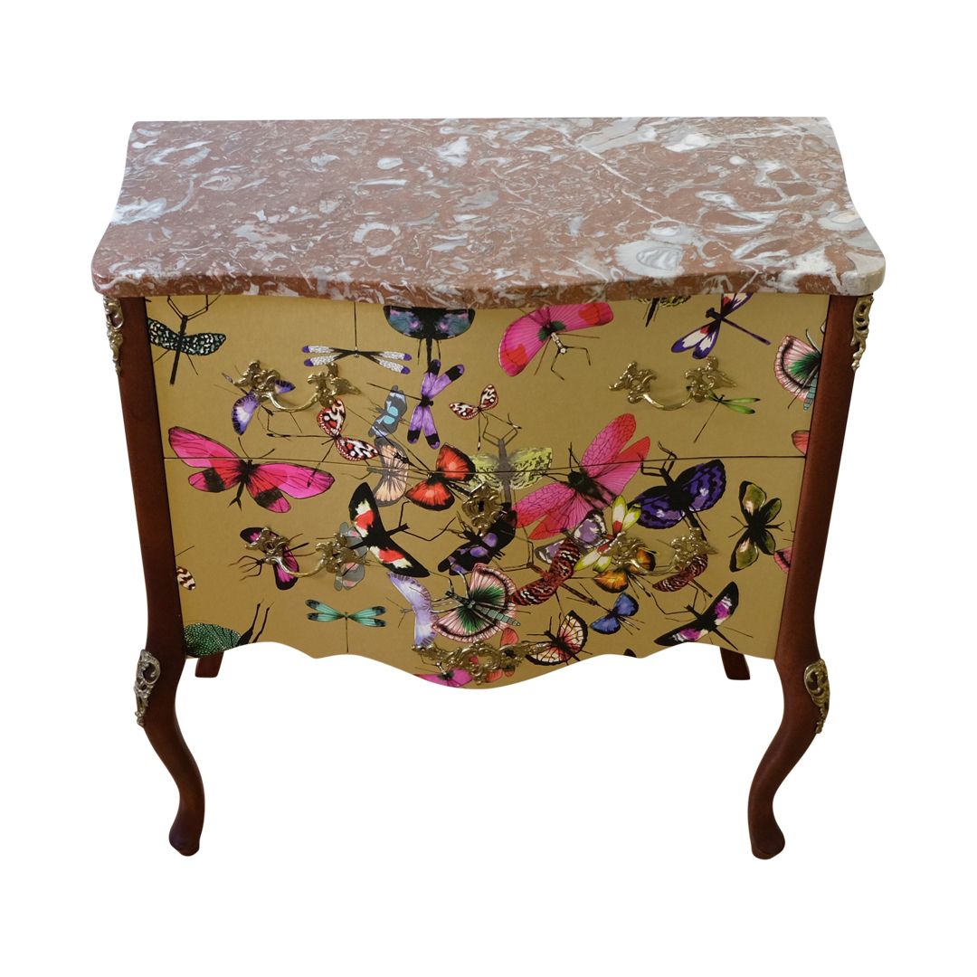 Classic Rococo  Style Chests With Gold Christian Lacroix Design And Natural Marble Top photo buy