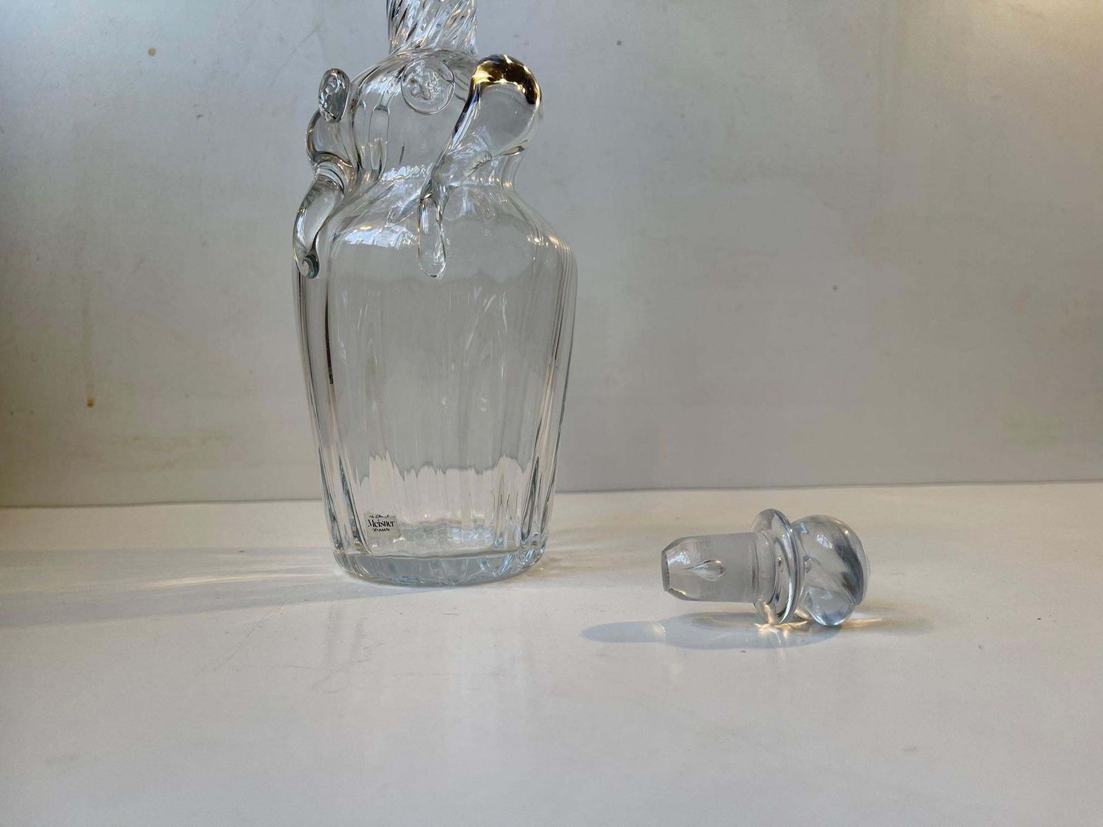 Hand Blown Figural Woman Decanter In Optical Glass By Erik Meisner, 1970s photo for sale