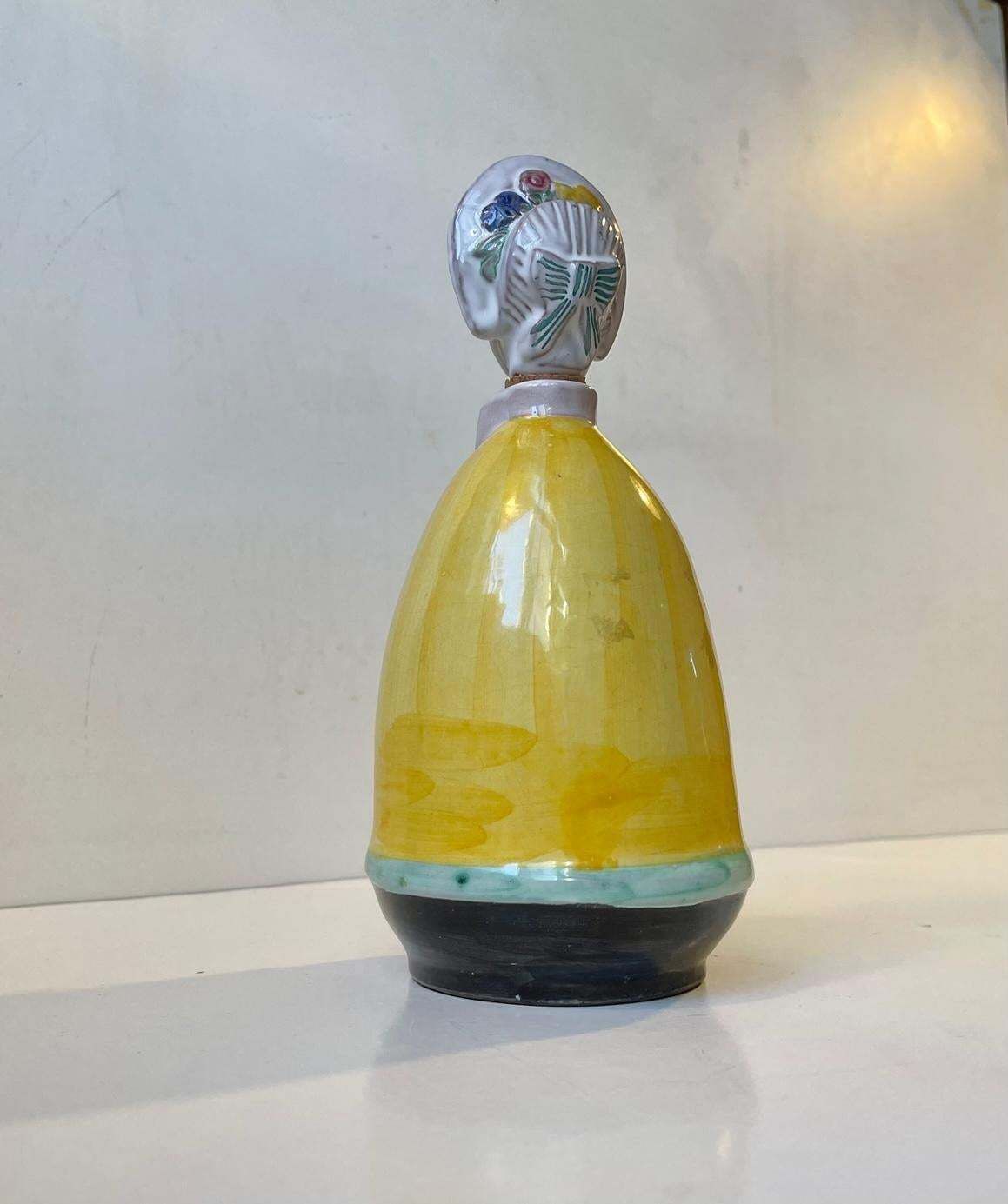 Hand Painted Dressed Woman Decanter By Johgus Bornholm, 1950s photo 369.0