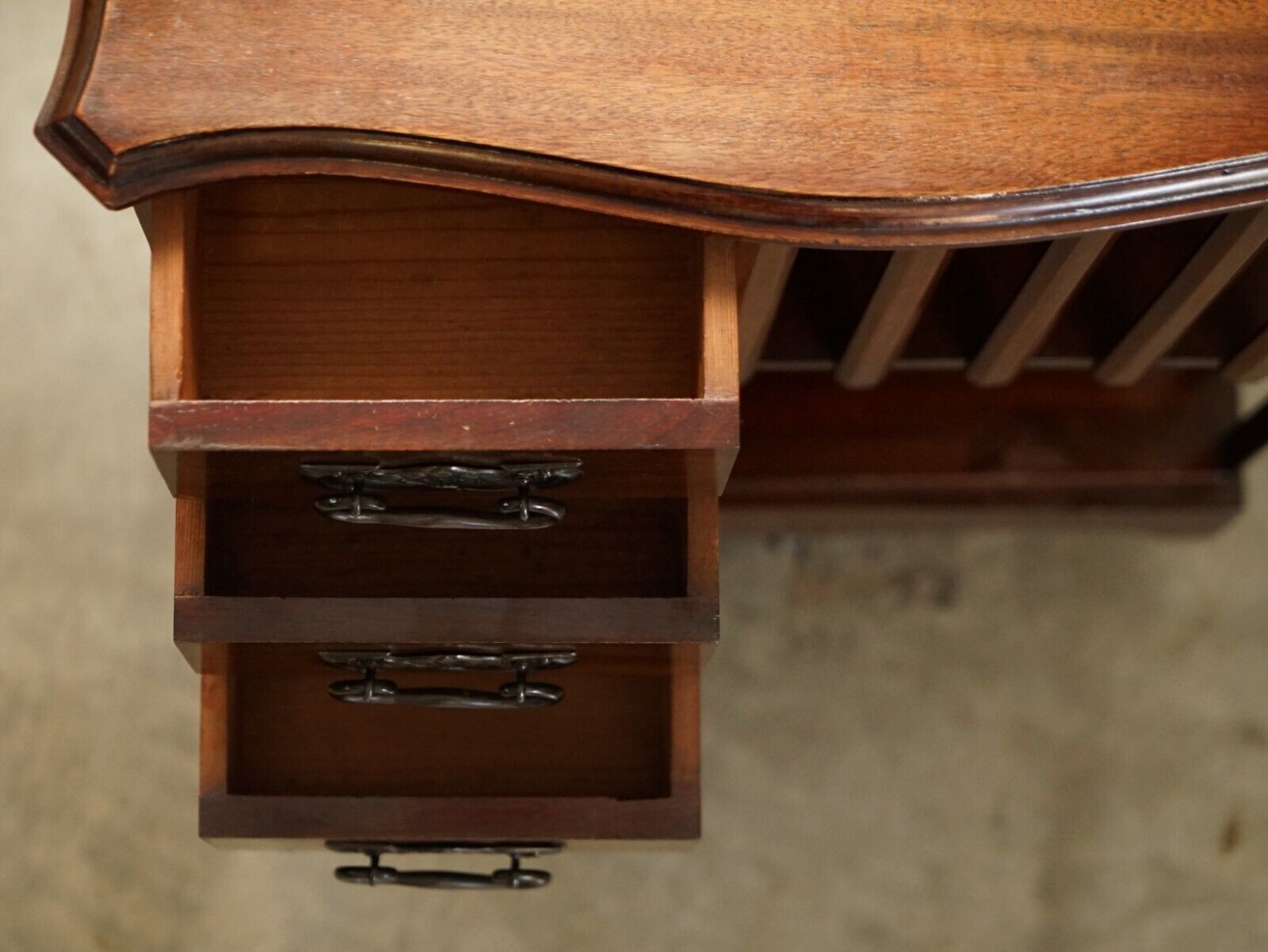 photo furniture Liberty's London Art Nouveau Handles Antique Revolving Book Case Table Drawers