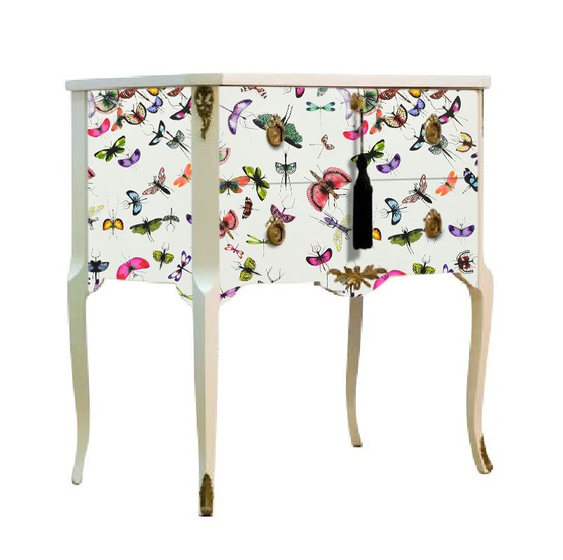 Gustavian Style Commode With Christian Lacroix Butterfly Design And Matching Painted Marble Top photo furniture