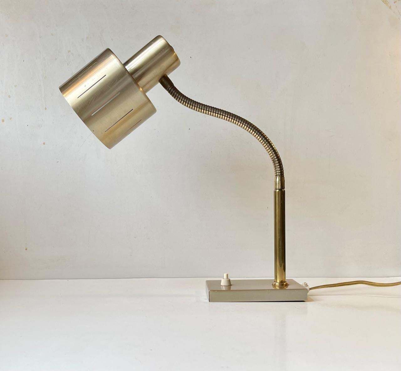 Scandinavian Modern Adjustable Brass Desk Lamp By Vitrika, 1970s photo furniture