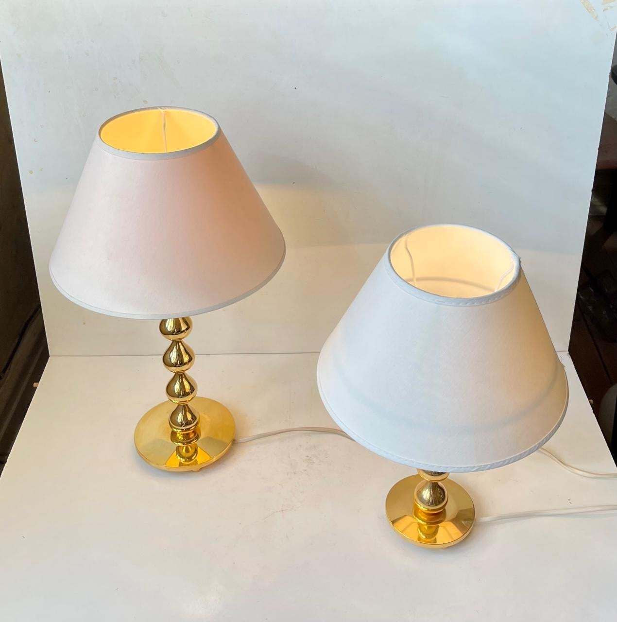 Scandinavian 24 Carat Gold Plated Teardrop Table Lamps By Hugo Asmussen, 1970s