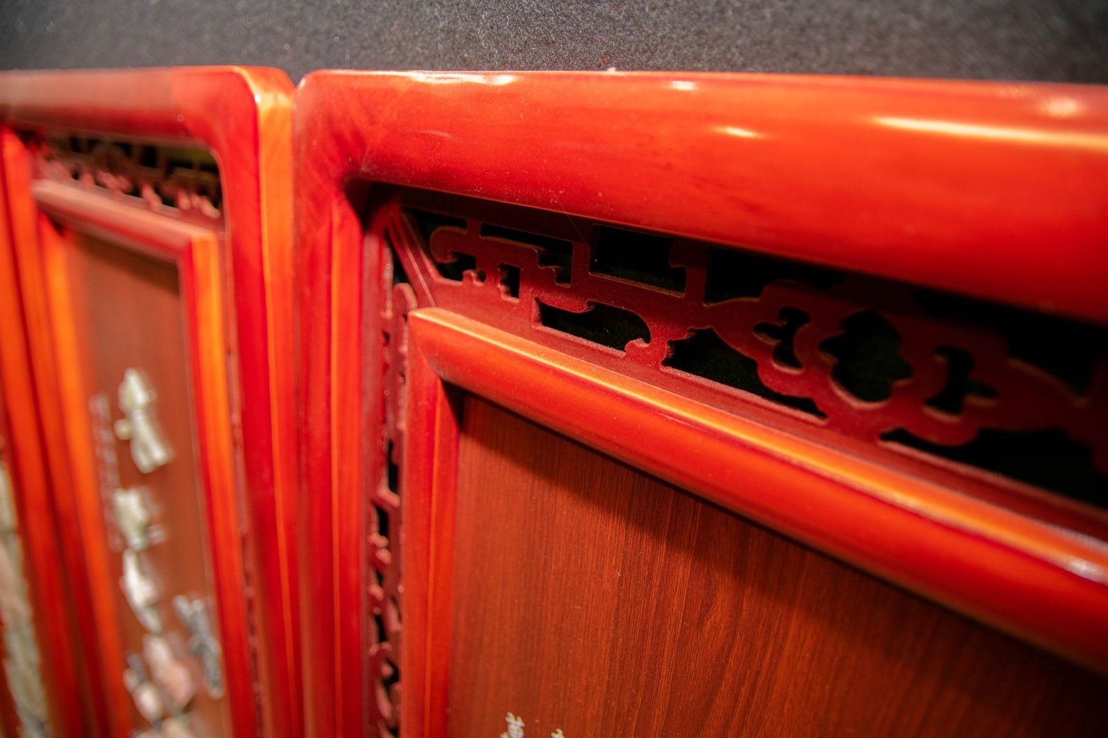 Set Chinese Panels Placques   Hardwood Soapstone Floral Decoration photo furniture