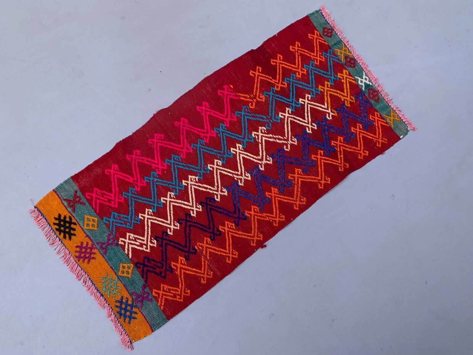 Vintage Turkish Mini Kilim 90x43 Cm Wool Small Kelim photo for sale