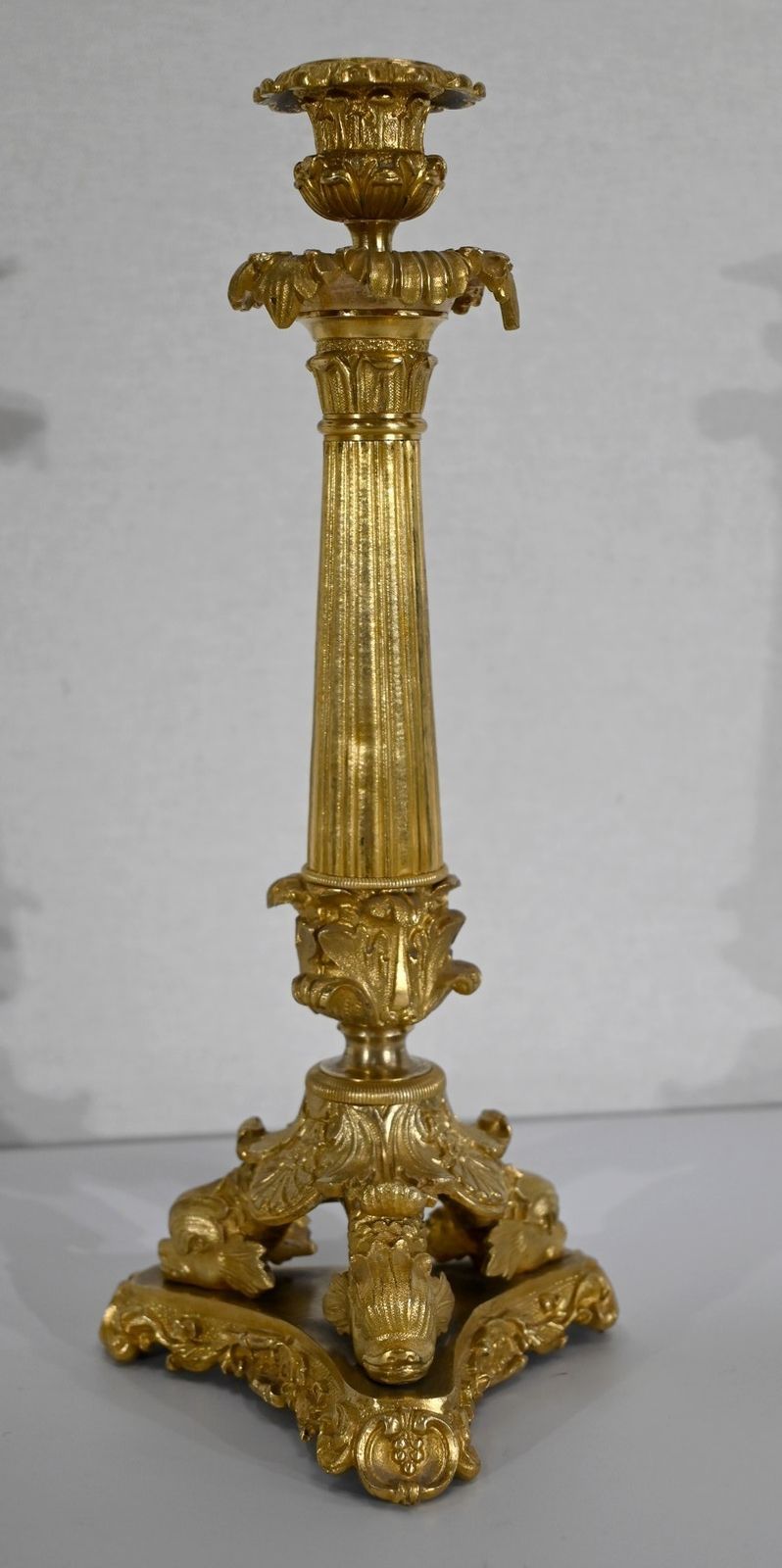 Pair Of Bronze Candlesticks, Restoration Period   Early 19th Century photo 1330.76