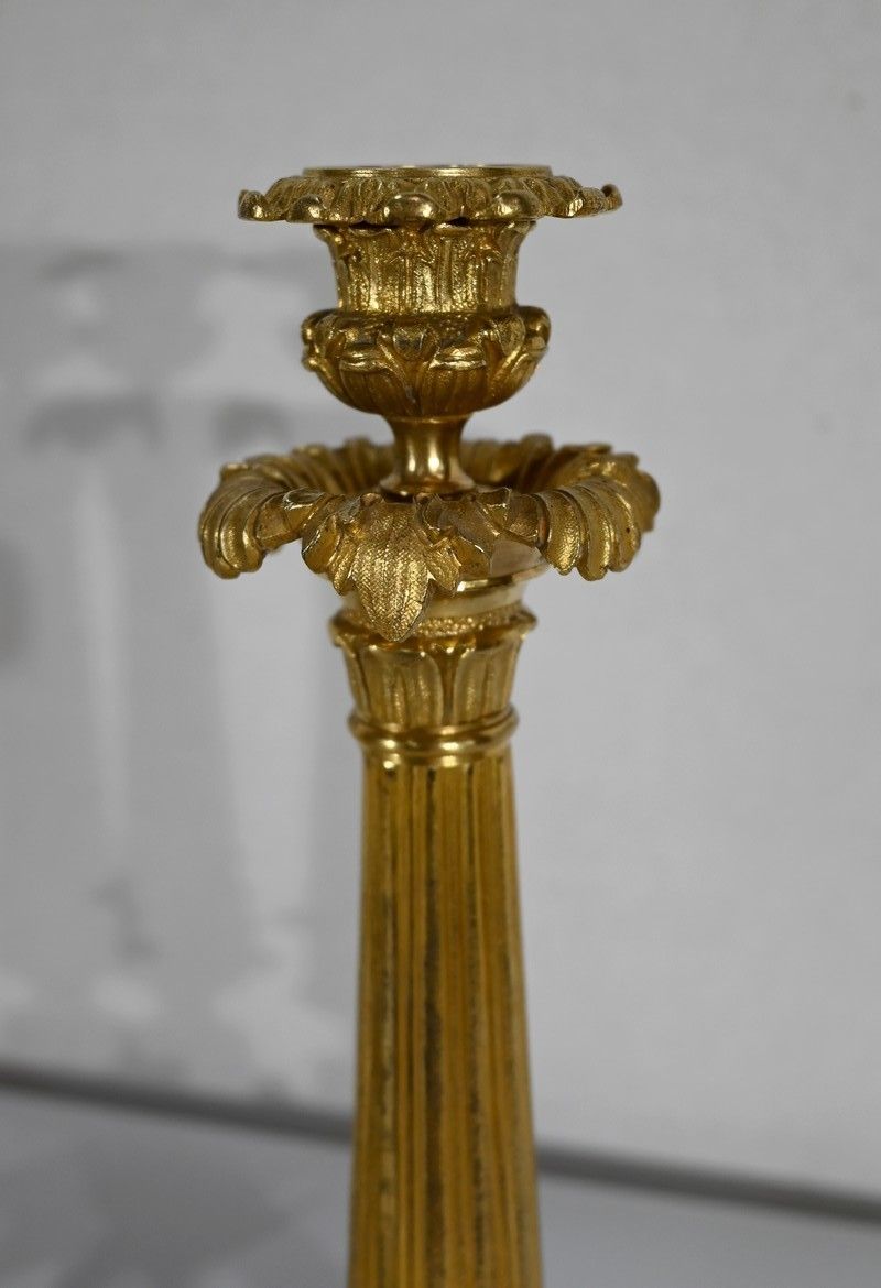 Pair Of Bronze Candlesticks, Restoration Period   Early 19th Century photo vinterior