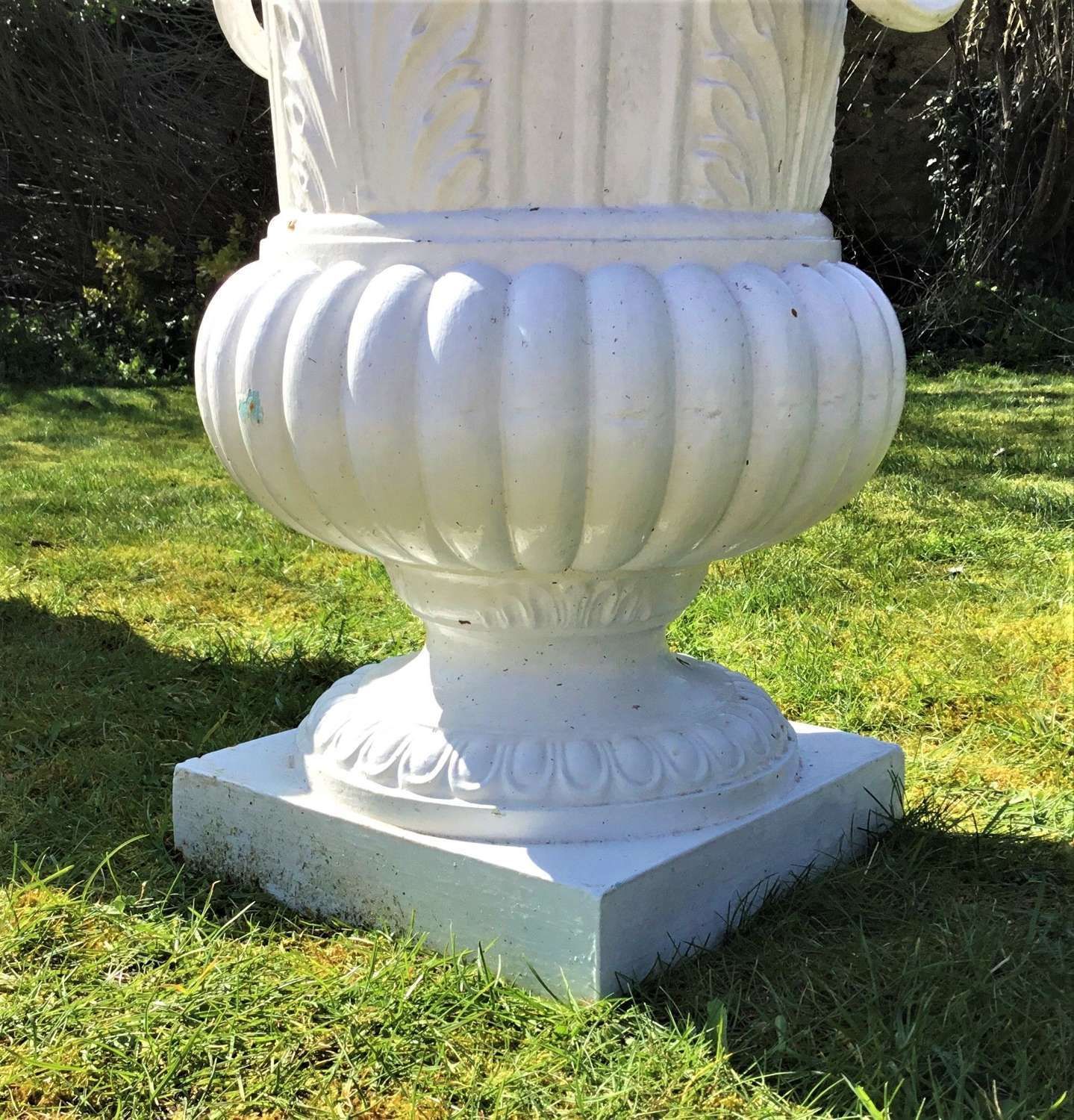 C19th Large Cast Iron Garden Urns photo vintage