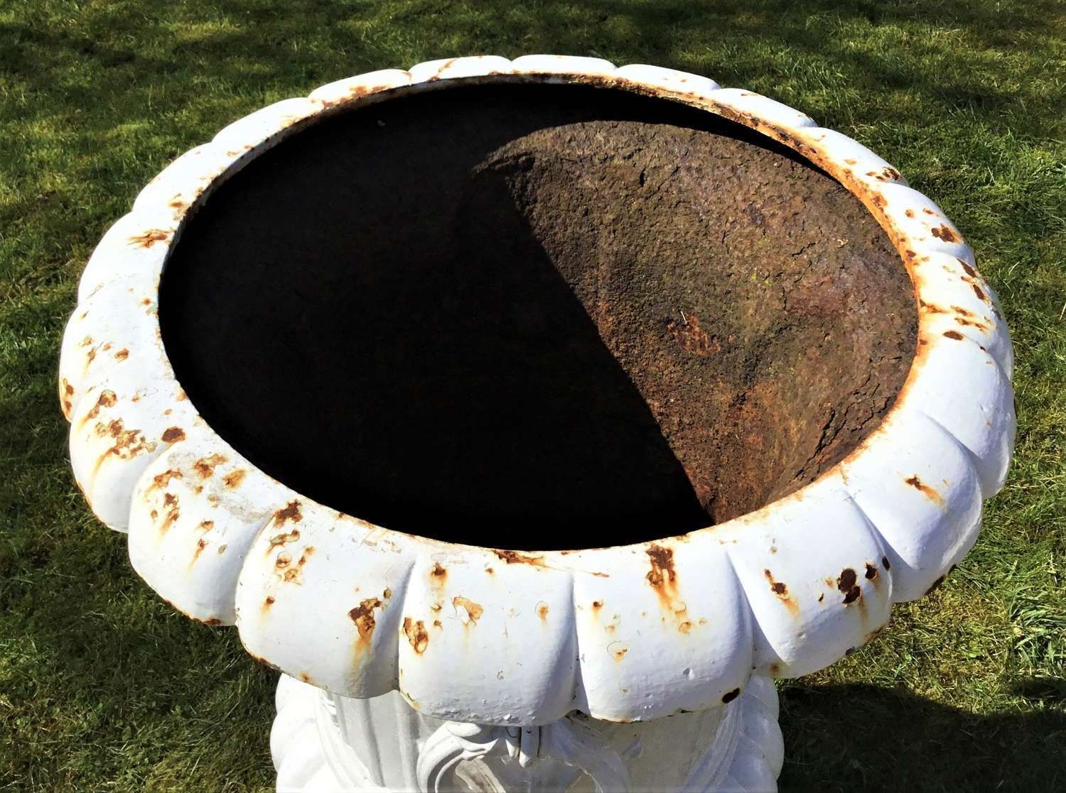 photo vintage C19th Large Cast Iron Garden Urns