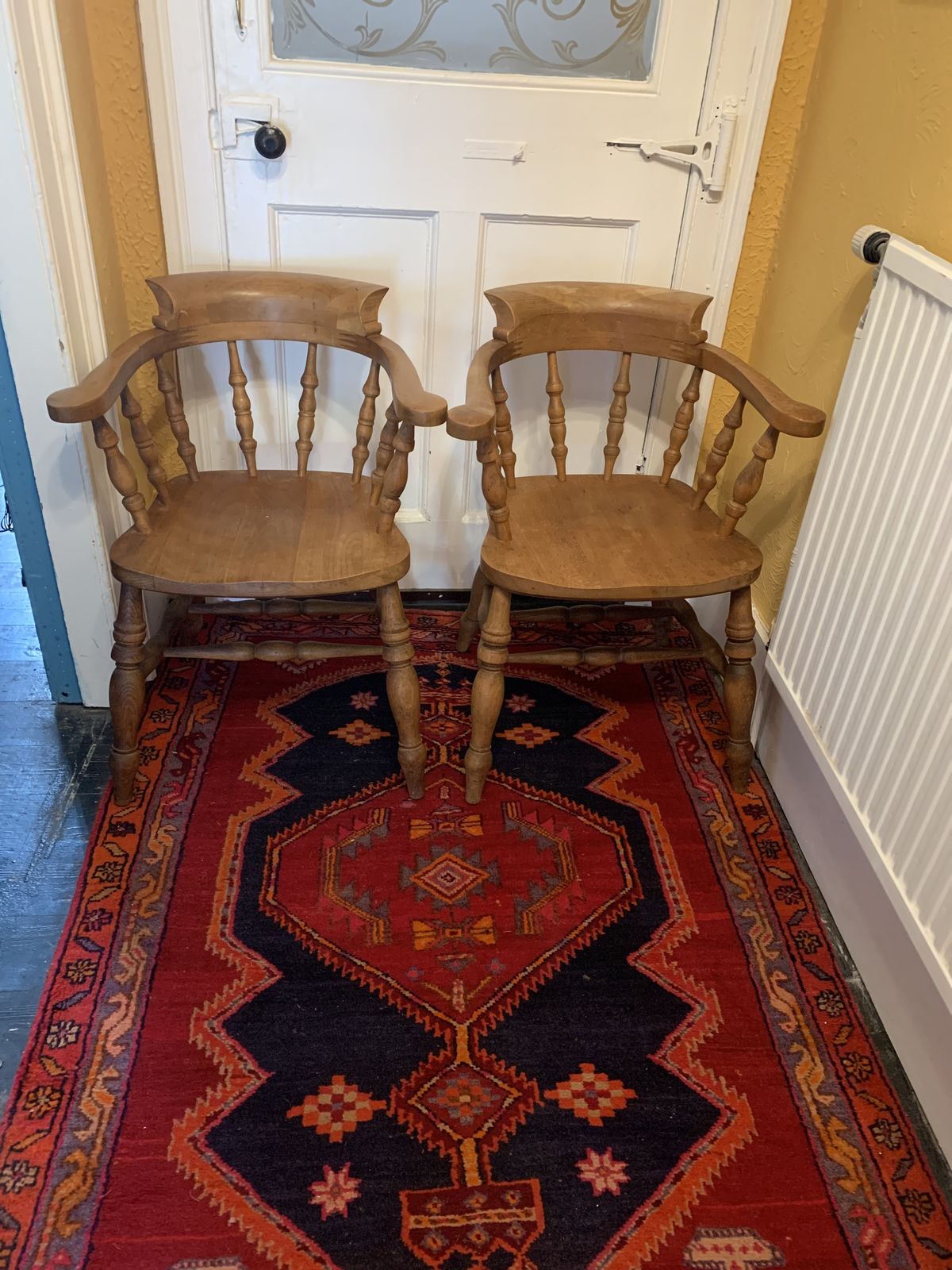 A Lovely Pair Of Quality Bow Backed Captains Chairs photo furniture