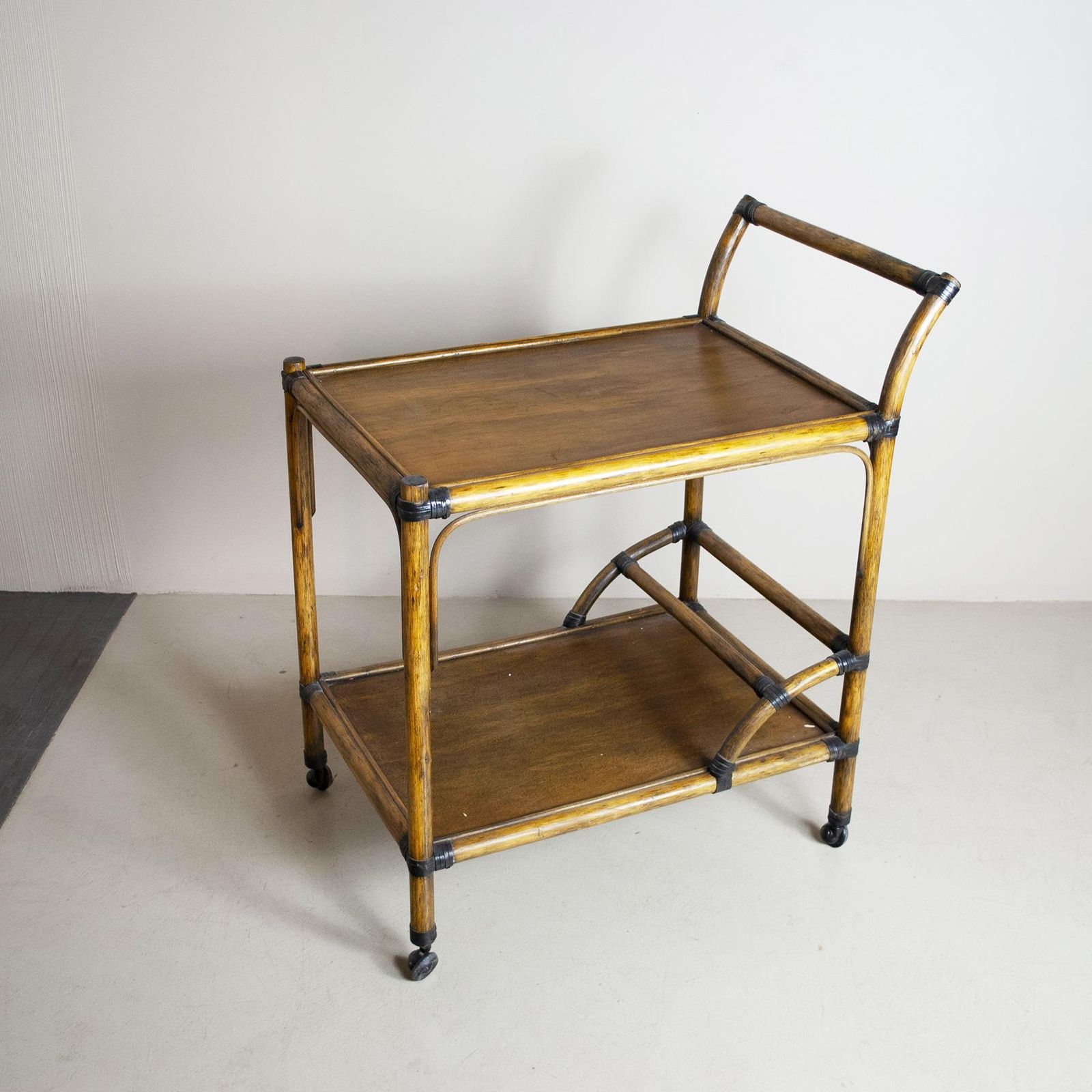 Italian Midcentury Trolley Bar In Bamboo photo furniture