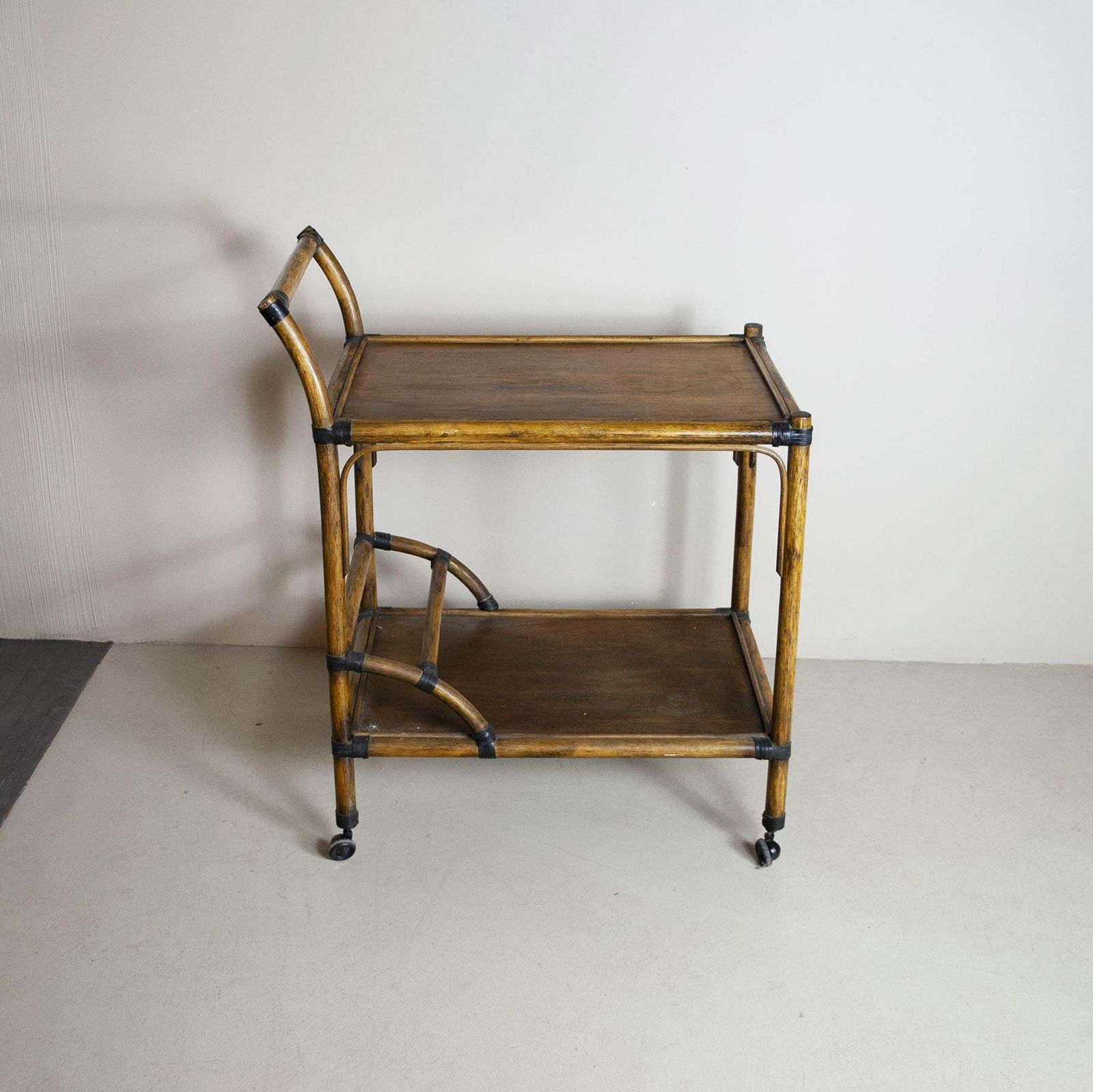 Italian Midcentury Trolley Bar In Bamboo photo for sale
