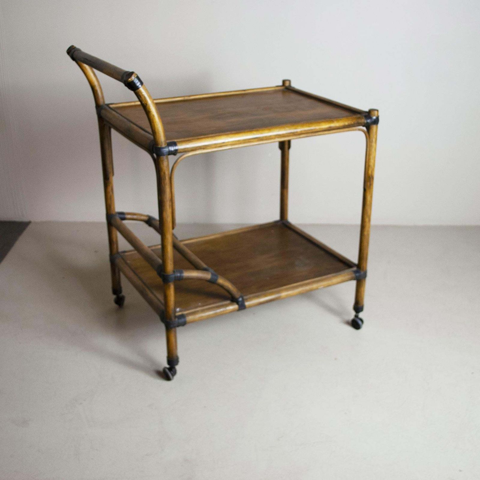 Italian Midcentury Trolley Bar In Bamboo photo Furniture