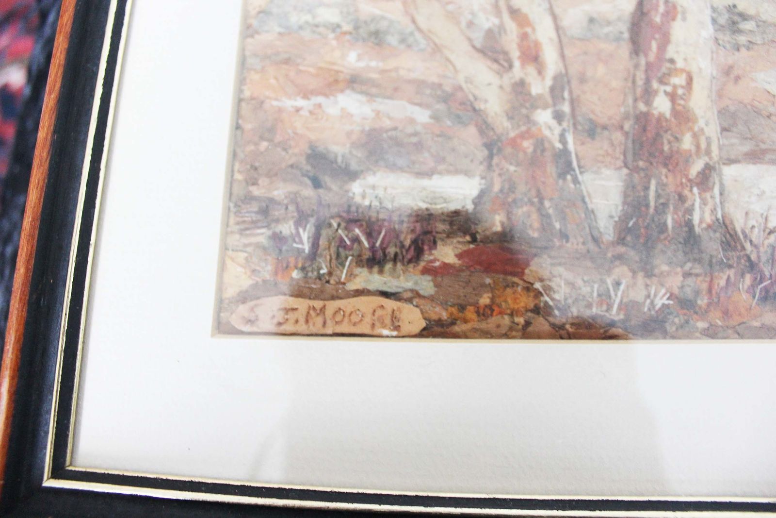 photo vintage Vintage Australian Bark Collage Pictures Set Of Two Signed