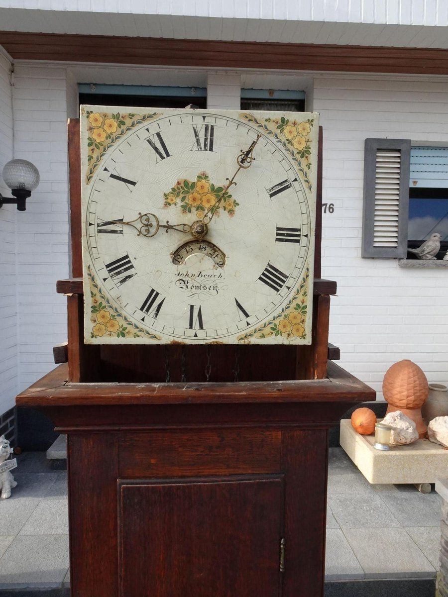 Antique 19th Century Longcase Oak Grandfather Clock By John Leach Romsey photo Home Decor