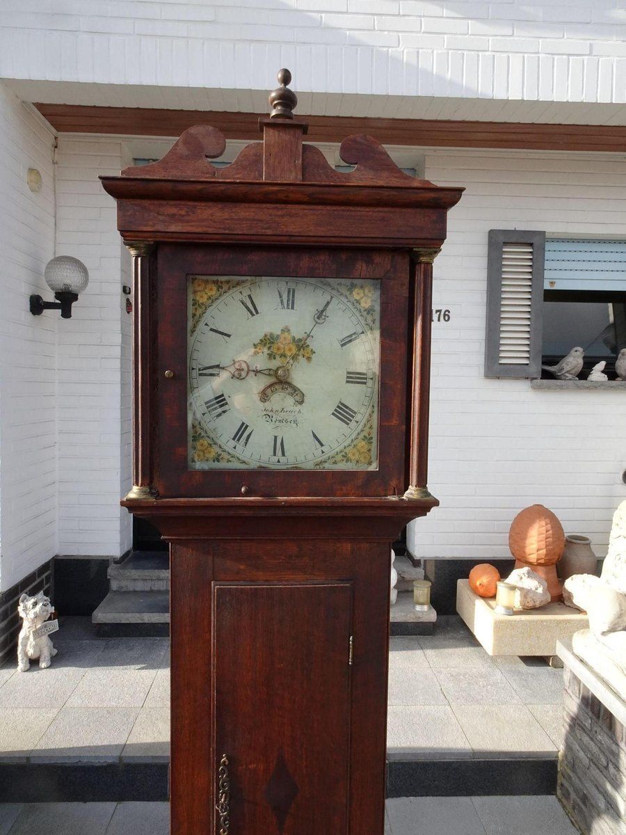 Antique 19th Century Longcase Oak Grandfather Clock By John Leach Romsey photo vintage