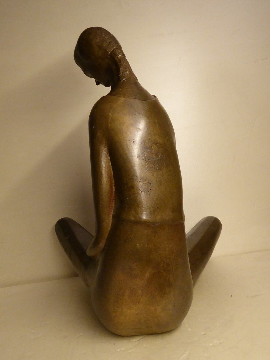 Seated Mother With Child, 1970s, Bronze photo for sale