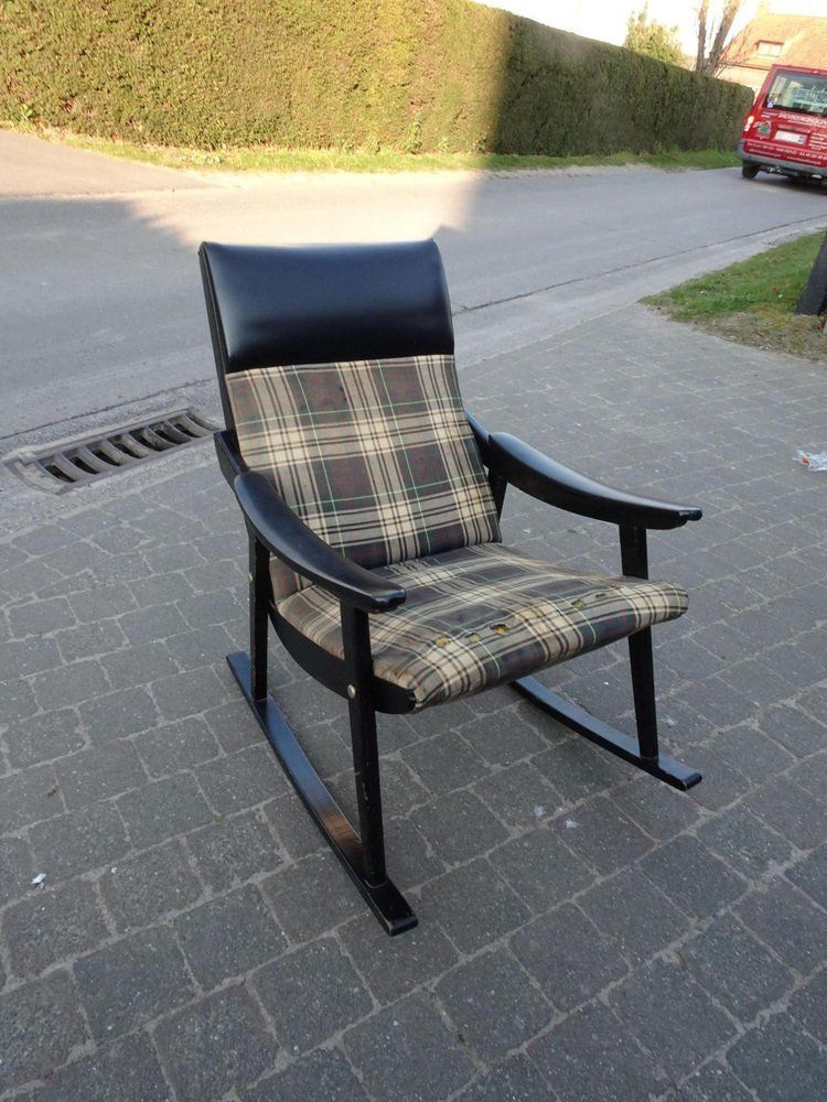 Scandinavian Black Rocking Chair, 1950s