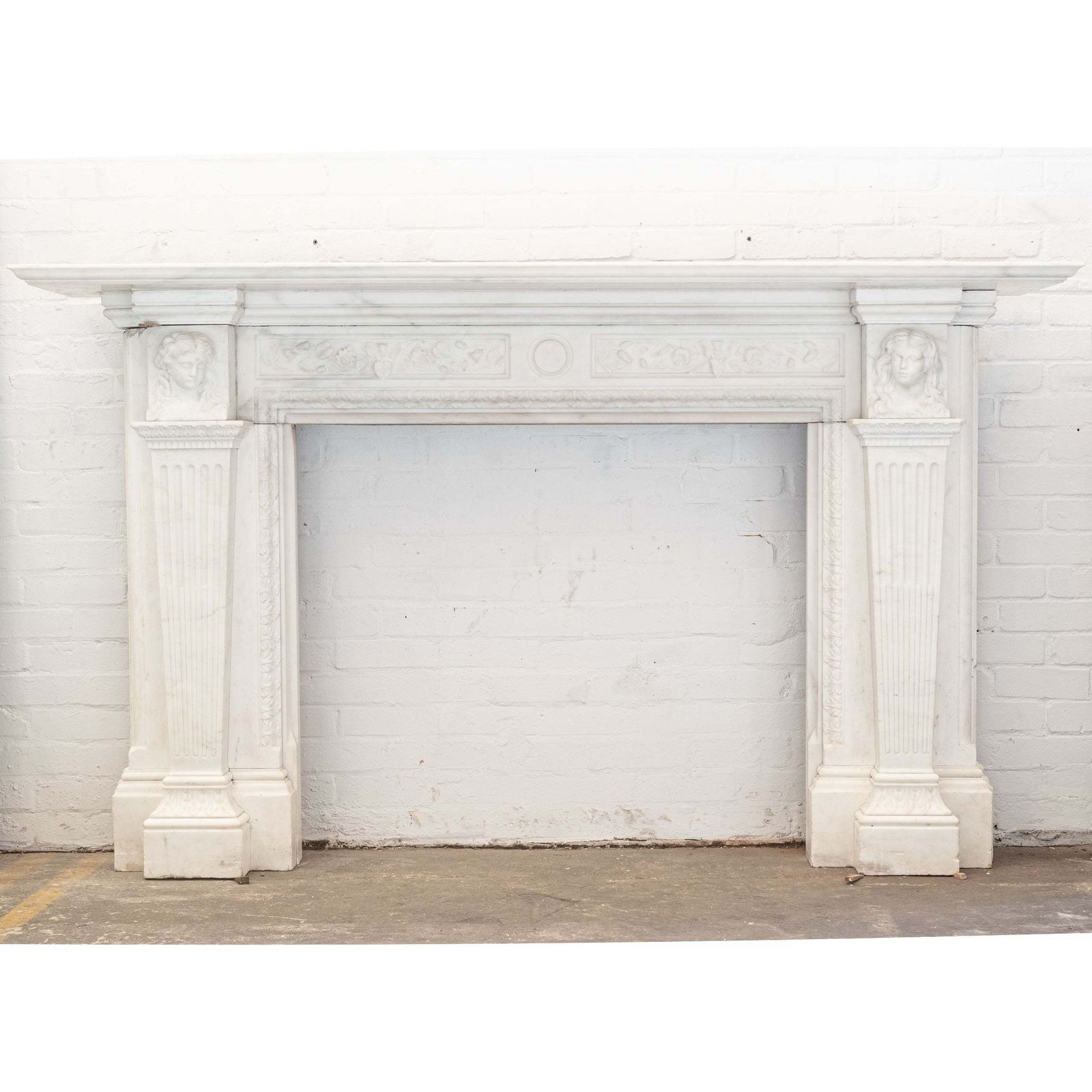 Monumental Antique Statuary Marble Carved Chimneypiece photo furniture