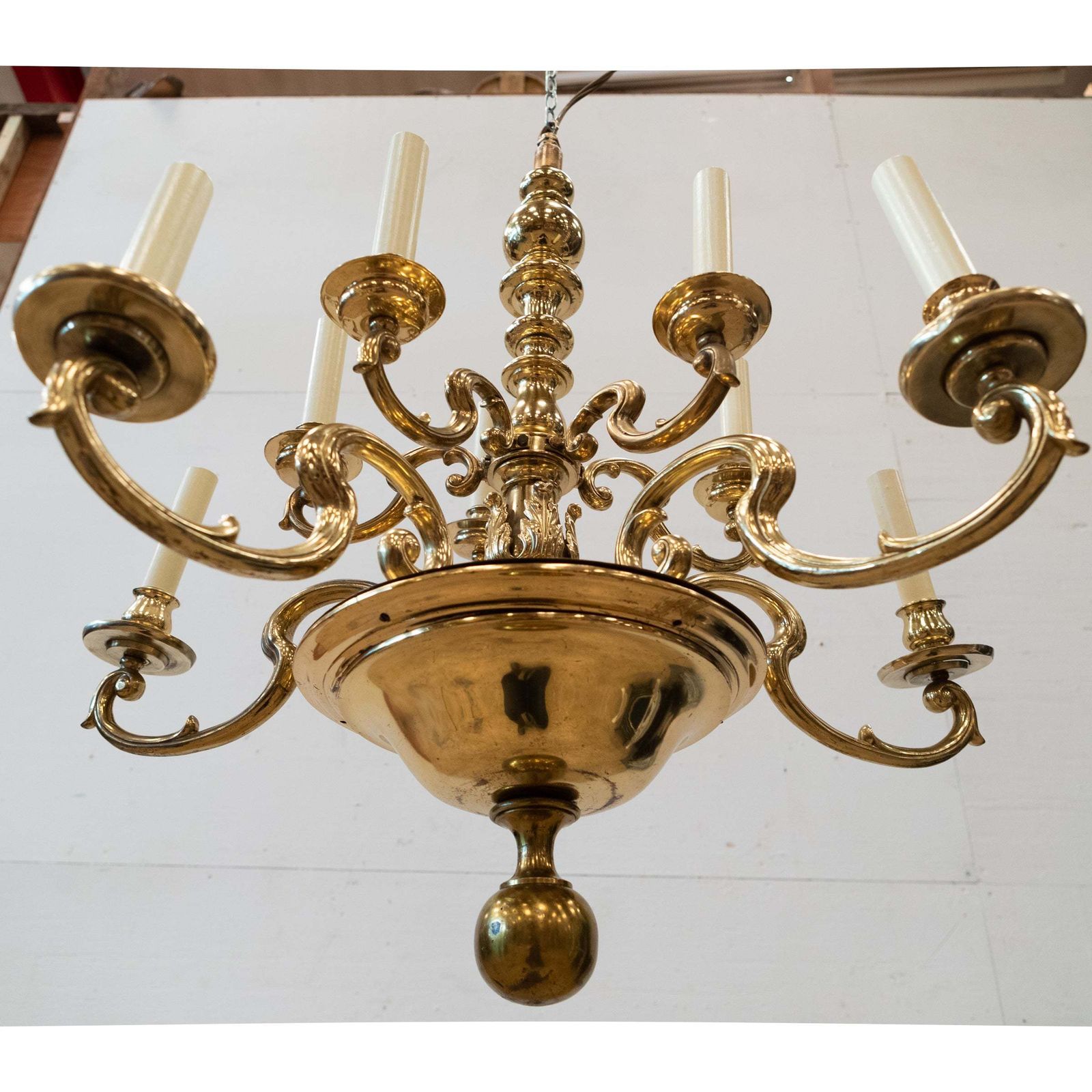 Reclaimed Dutch Style 2 Tier Brass Chandelier | 10 Arms photo vintage