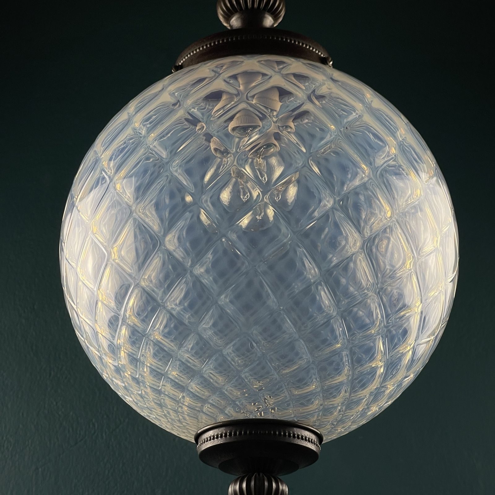 photo vinterior Vintage Blue Murano Sphere Ball Pendant Lamp Italy 1970s