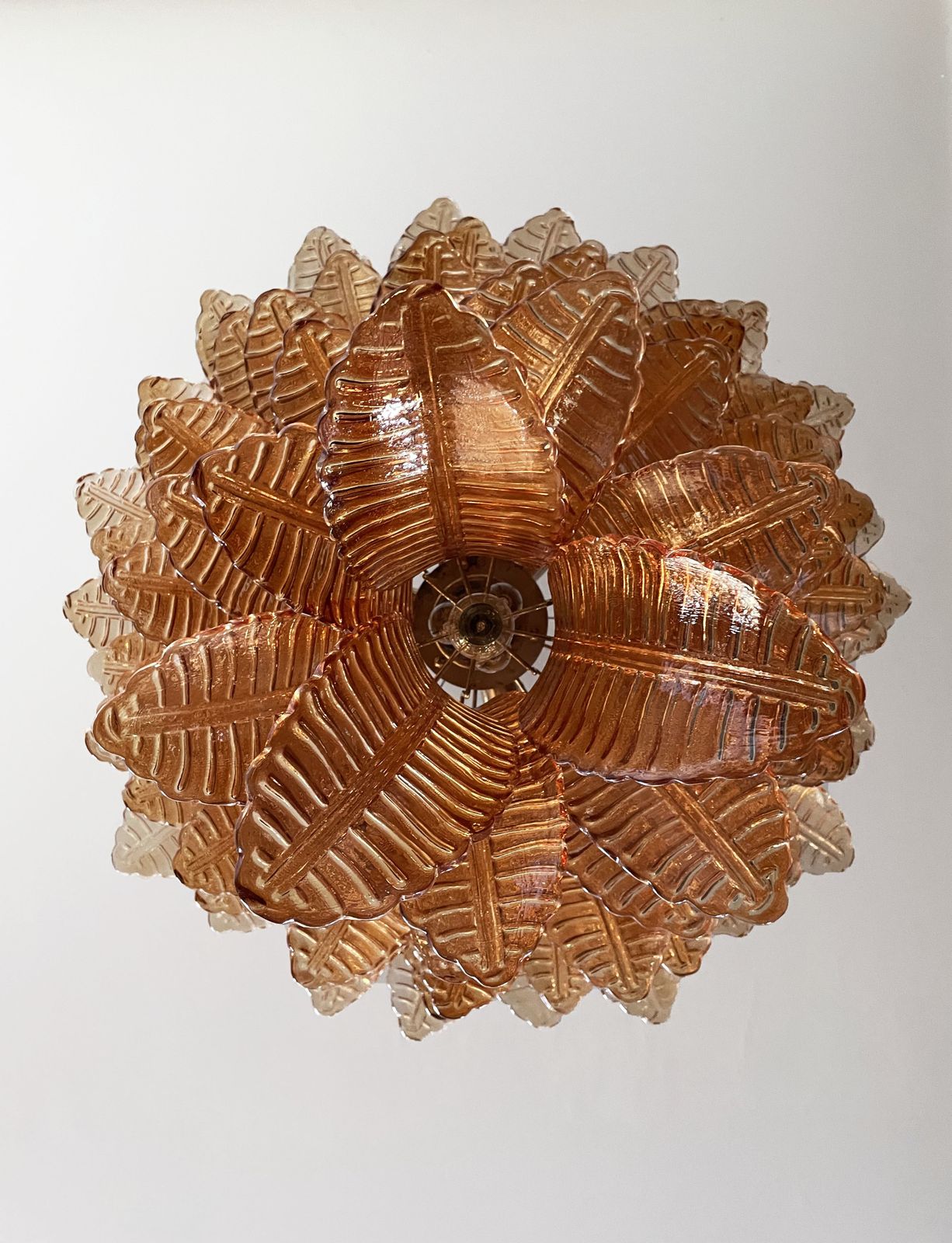 photo for sale Huge Italian Murano Felci Glass Chandelier   75 Amber Glasses