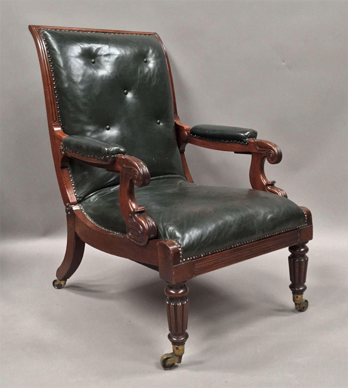 A Significant Late Regency Mahogany And Leather Daws Library Chair
