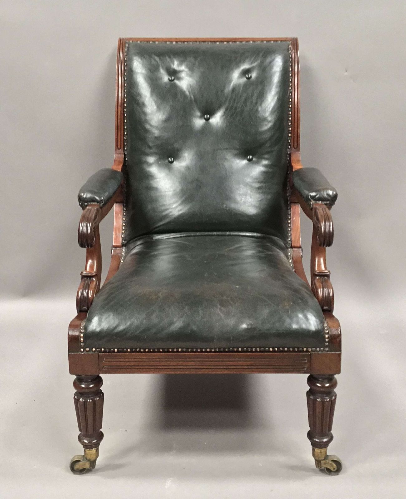 A Significant Late Regency Mahogany And Leather Daws Library Chair photo vintage