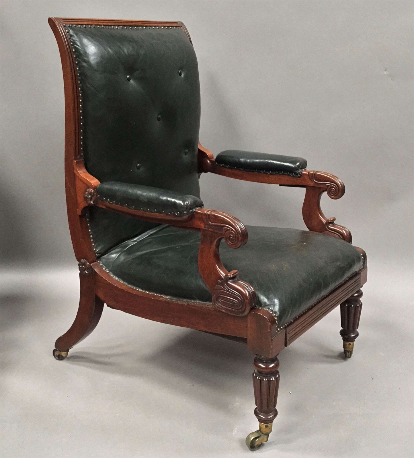 Furniture A Significant Late Regency Mahogany And Leather Daws Library Chair photo
