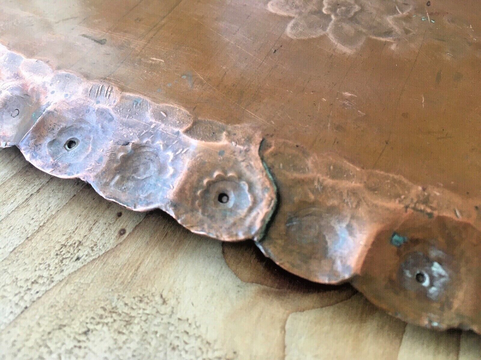 Large Quality Arts & Crafts Floral Flower Power Copper Charger Wall Plate Plaque photo buy