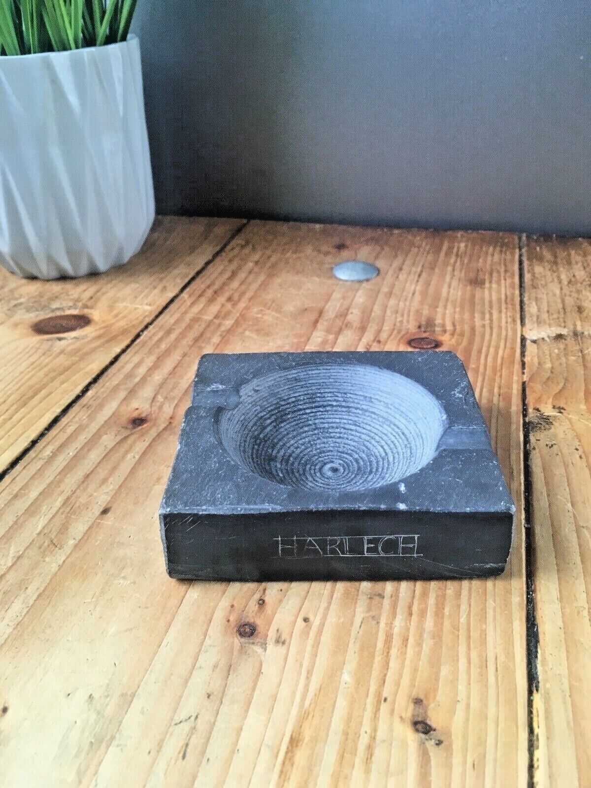 Vintage Art Deco Style Welsh Folk Art Slate Ashtray Harlech Geometric Antique photo buy