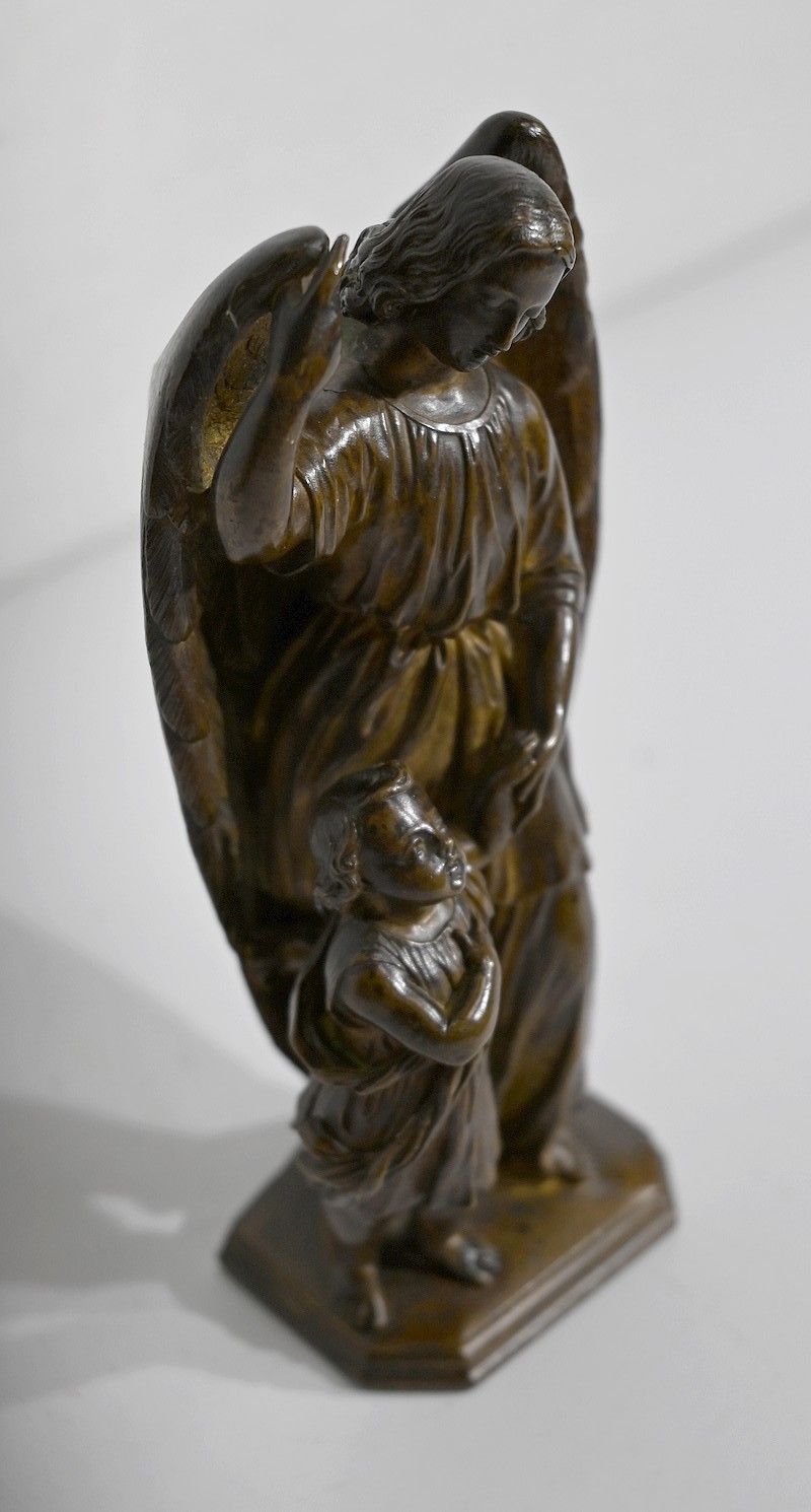Patinated Bronze, “Child Led By An Angel” – 1900 photo furniture
