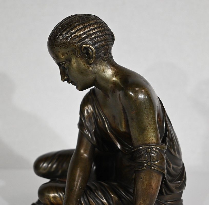 Bronze "The Osselets Player" After Antique Statue   19th Century photo vintage