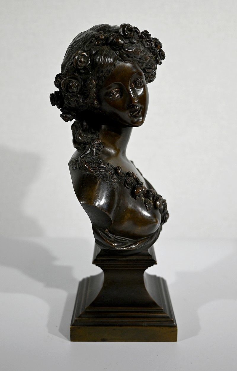 Bronze "Young Woman Crowned With Flowers" After Jc Marin   19th Century photo buy