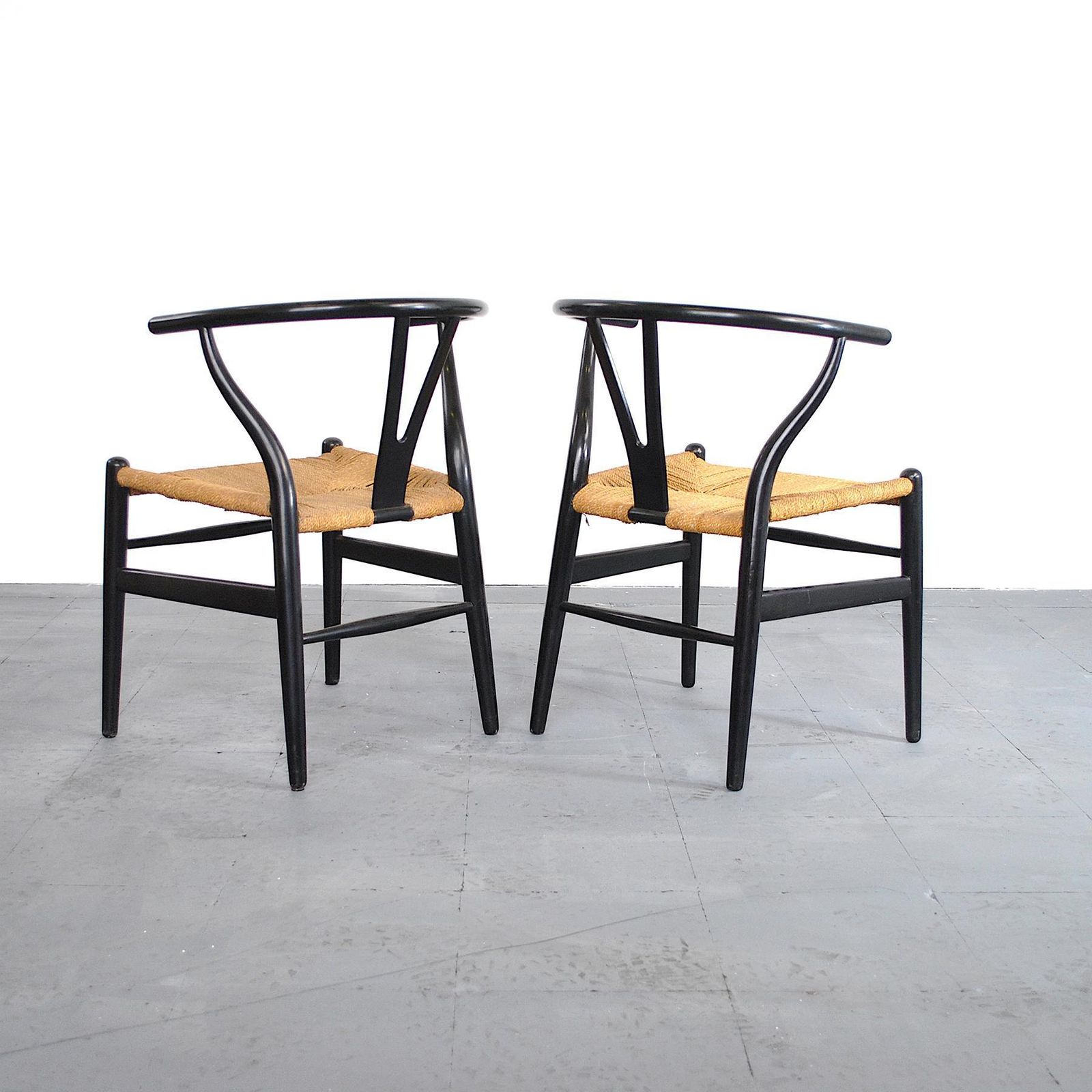 Pair Of Wishbone Chairs By Hans Wegner photo vintage