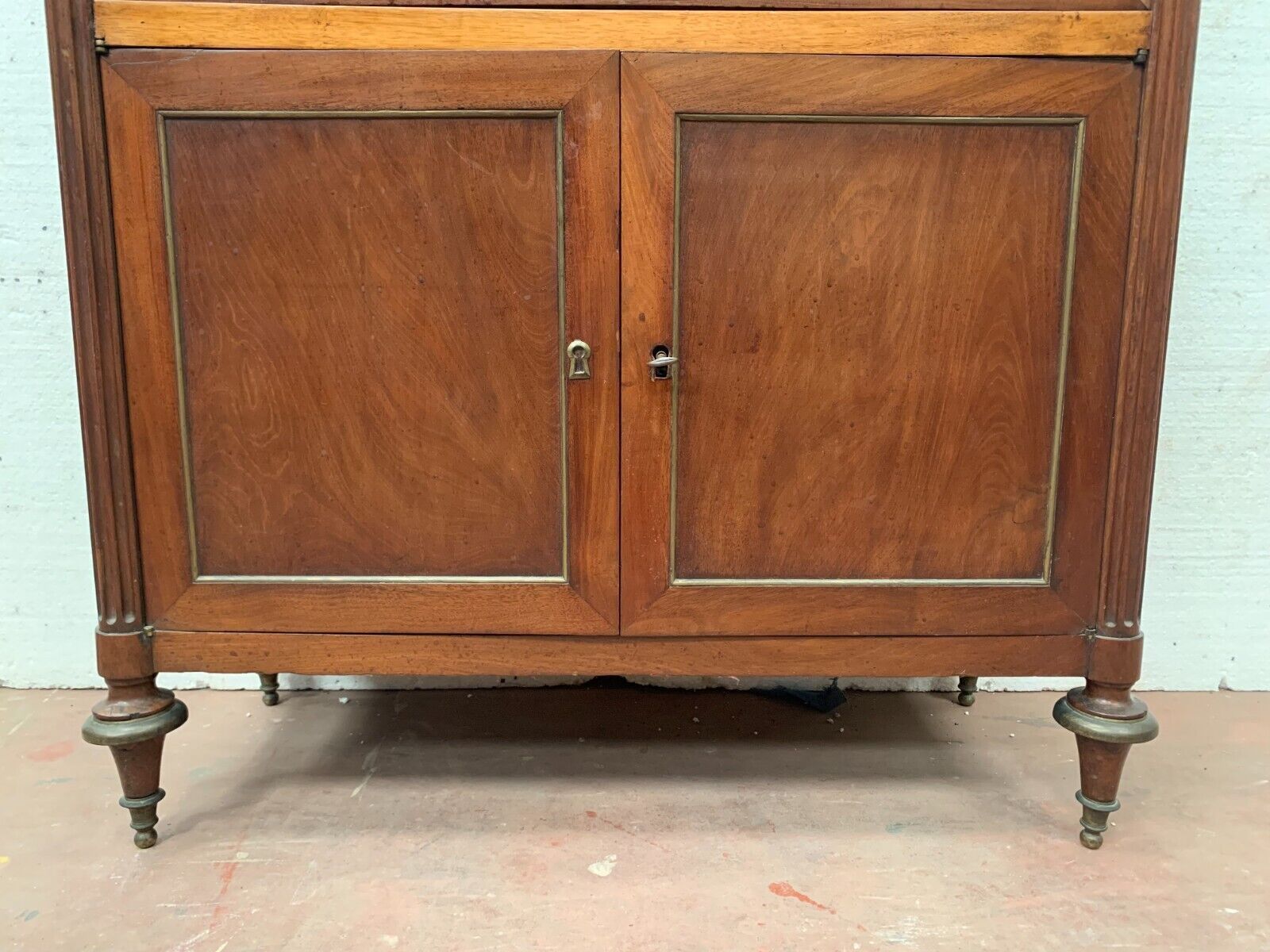 Louis XVI Mahogany Secretary Gray Veined Marble Top 19th Century photo furniture