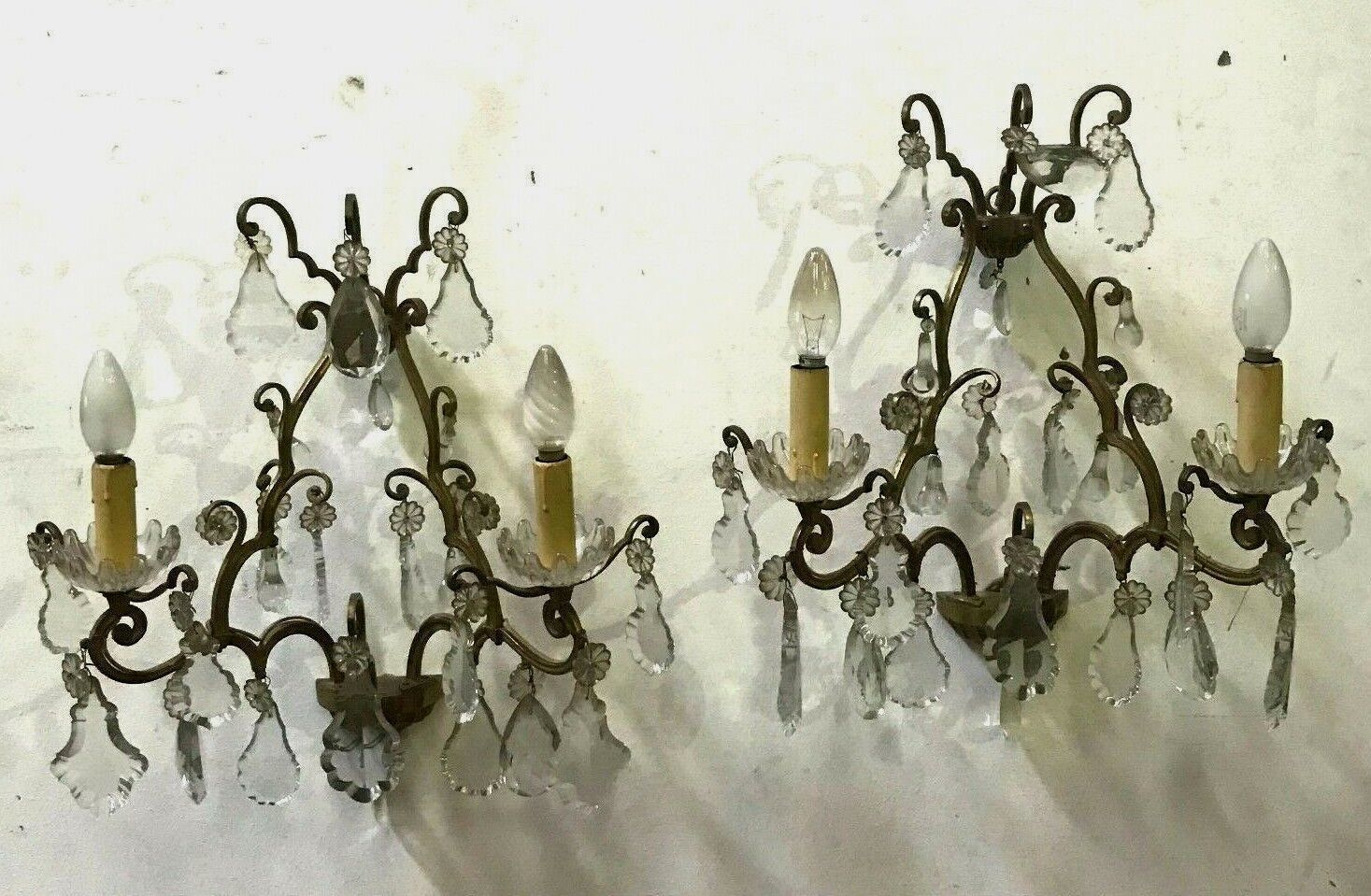 photo for sale Pair Of Louis XV Style Sconces With Two Arms Of Light 20th Century