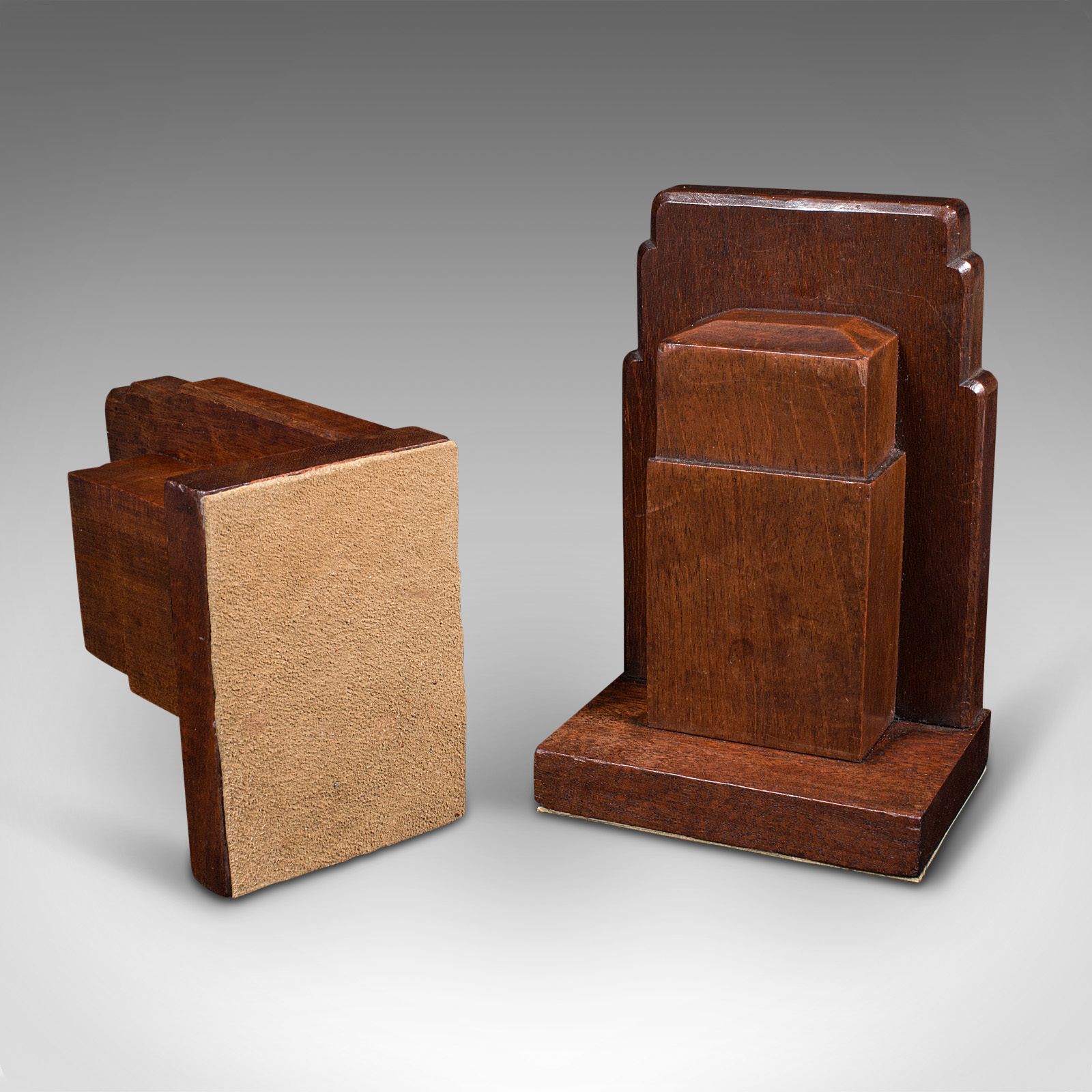 Vintage Pair Of Decorative Bookends, English, Walnut, Gordon Russell, Circa 1930 photo buy