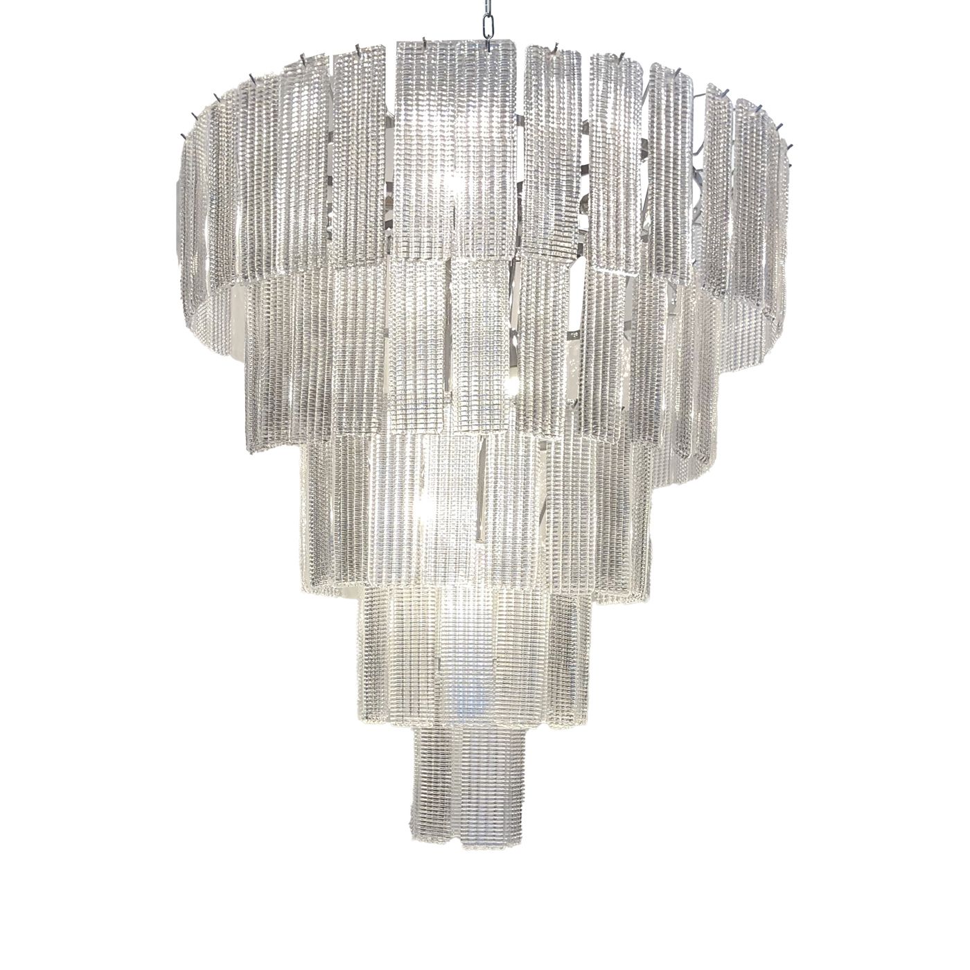 Huge Transparent Modern Striped “Listelli” Murano Glass Chandelier