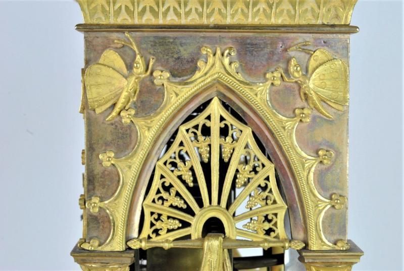 Home Decor Gilt Bronze Portico Clock, Empire Period, Xi Xth Century photo
