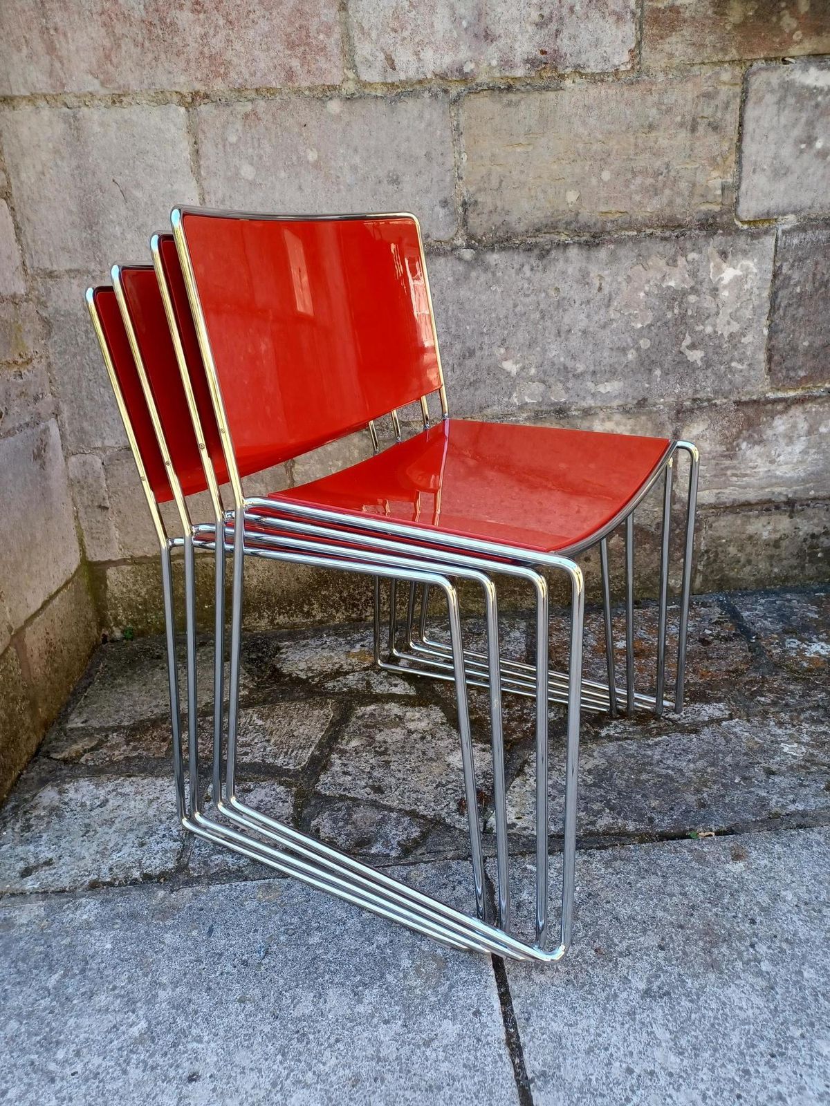 Red Spindle Chairs By Piero Lissoni For Poro photo Furniture